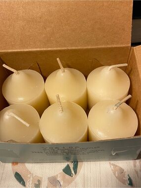 PartyLite White Gardenia Truffle Pillar Votive Candles - Set of 6 NIB